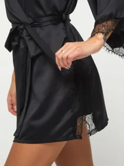 Noir - Ann Summers Satin Robe de chambre Cherryann Peignoirs