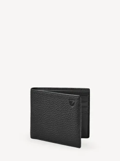 Noir - Aspinal of London Billfold Wallet 8CC Pebble avec cuir intérieur lisse