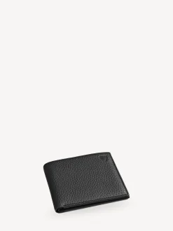 Noir - Aspinal of London Billfold Wallet 8CC Pebble avec cuir intérieur lisse