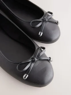 Noir - Ballerines en cuir à bout rond