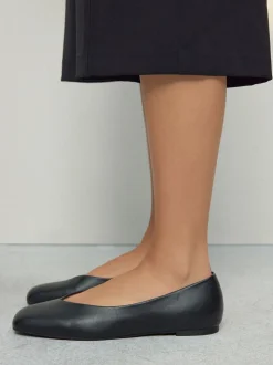 Noir - Ballerines Forever Comfort® en cuir à bout carré