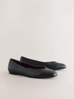 Noir - Ballerines Forever Comfort® en cuir à bout carré