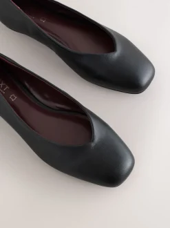 Noir - Ballerines Forever Comfort® en cuir à bout carré