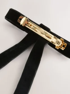Noir - Barrette à cheveux en velours avec ornements d’un nœud