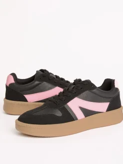 Noir - Baskets de sport Friends Like These à lacets rétro à semelle en gomme