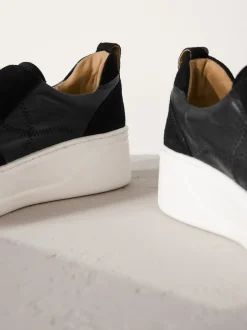 Noir - Baskets Signature à plateforme compensée épaisse en cuir