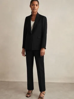 Noir - Blazer de costume droit ajusté Reiss Gabie