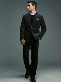 Noir - Blazer en velours côtelé