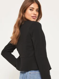 Noir - Blazer sans col Lipsy Raccourci