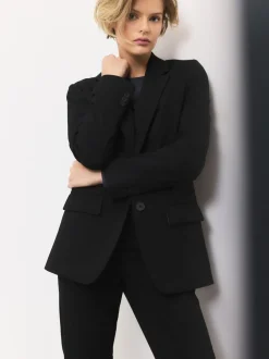 Noir - Blazer simple boutonnage en laine