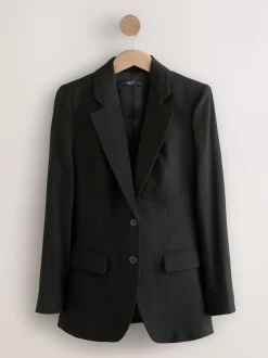 Noir - Blazer simple boutonnage en laine
