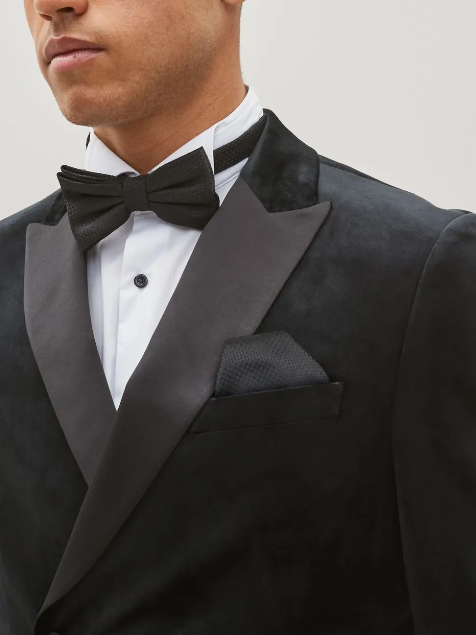 Noir - Blazer slim à double boutonnage en velours