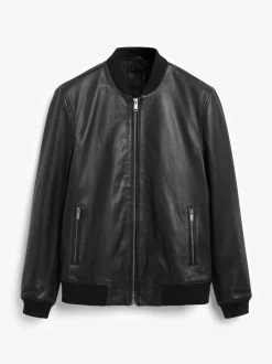 Noir - Blouson aviateur Signature en cuir