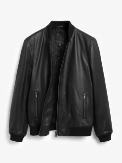 Noir - Blouson aviateur Signature en cuir