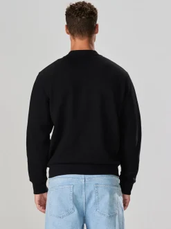 Noir - Blouson bomber en jersey zippé en coton riche