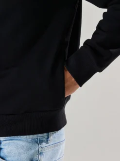 Noir - Blouson bomber en jersey zippé en coton riche