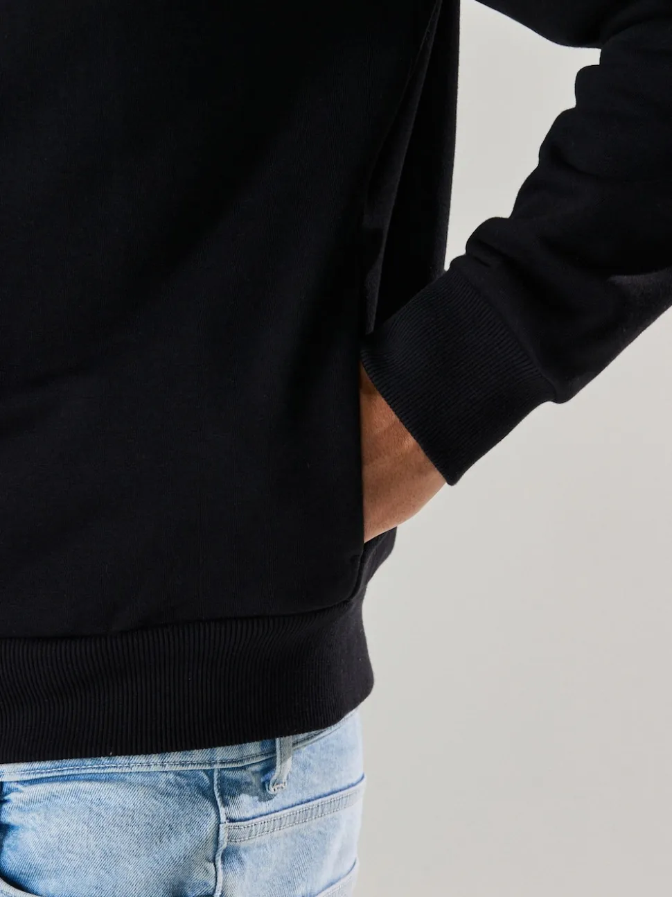 Noir - Blouson bomber en jersey zippé en coton riche