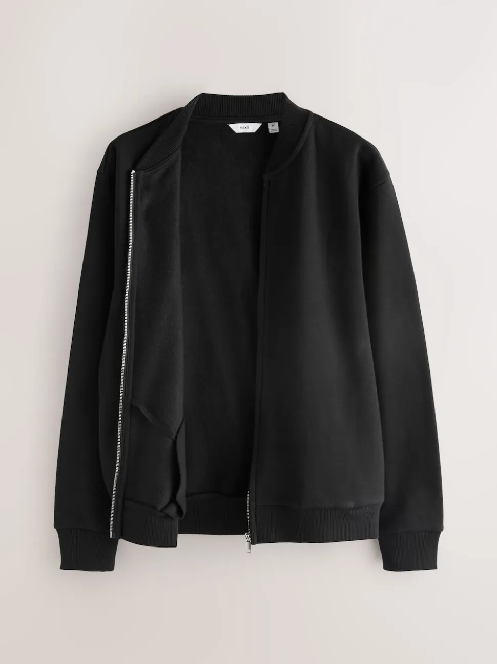 Noir - Blouson bomber en jersey zippé en coton riche