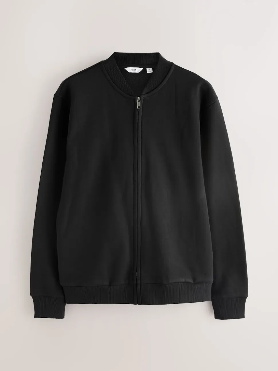Noir - Blouson bomber en jersey zippé en coton riche