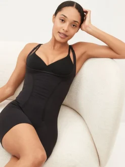 Noir - Body gainant au ventre sans soutien-gorge