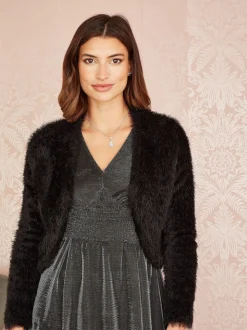 Noir - Boléro en maille à cils Yumi