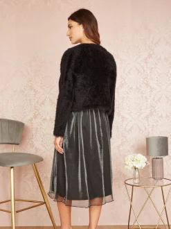 Noir - Boléro en maille à cils Yumi