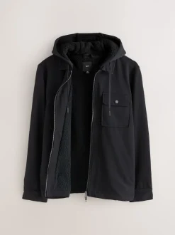 Noir - Borg Veste-chemise doublée en polaire