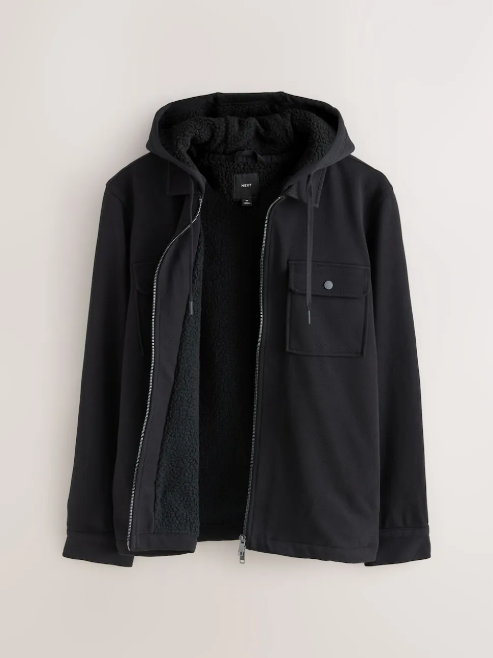 Noir - Borg Veste-chemise doublée en polaire