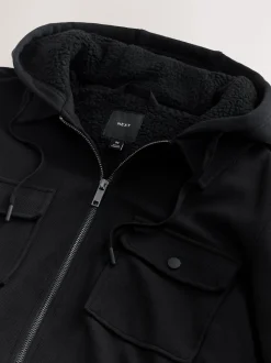 Noir - Borg Veste-chemise doublée en polaire