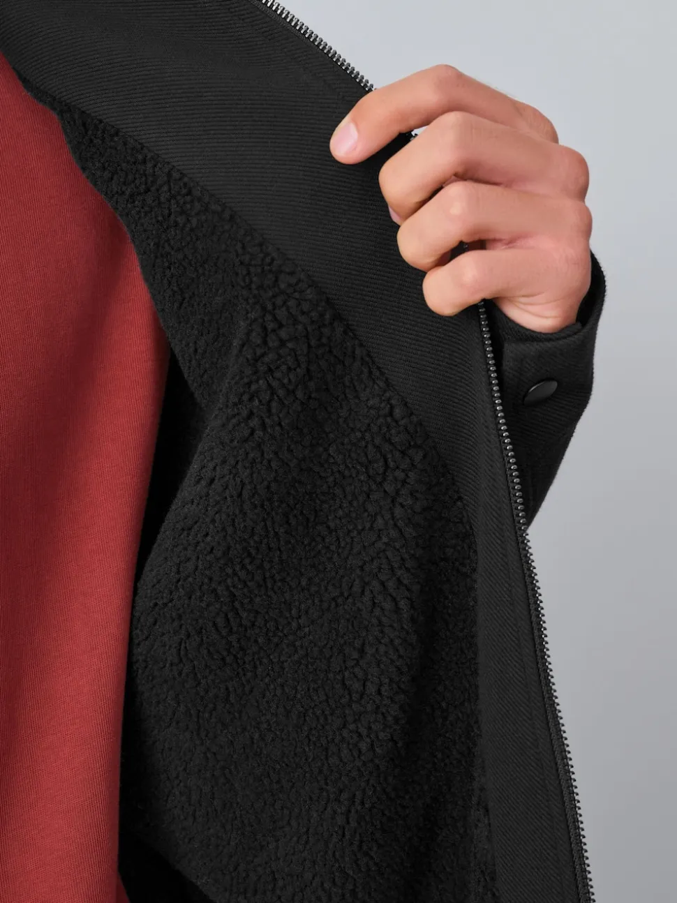 Noir - Borg Veste-chemise doublée en polaire