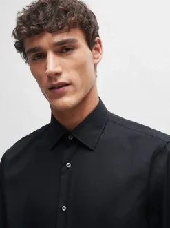 Noir - BOSS Joe Coupe classique Extensible Poplin Oxford Chemises