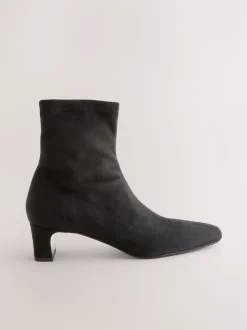 Noir - Bottes chaussettes à talon bloc et bout ciselé