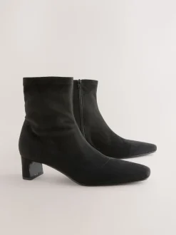 Noir - Bottes chaussettes à talon bloc et bout ciselé