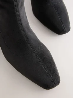 Noir - Bottes chaussettes à talon bloc et bout ciselé