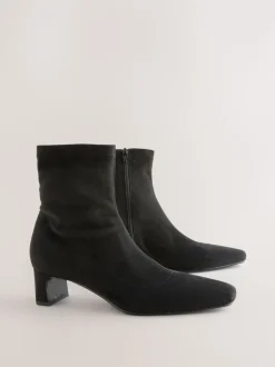 Noir - Bottes chaussettes à talon bloc et bout ciselé