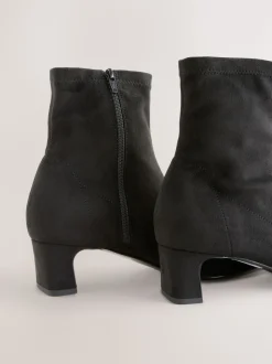 Noir - Bottes chaussettes à talon bloc et bout ciselé