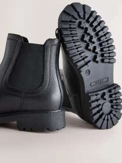 Noir - Bottes Chelsea en cuir à doublure chaude