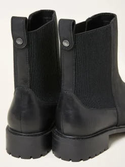 Noir - Bottes Chelsea FatFace en Cuir Coupe large