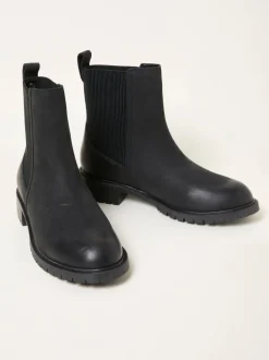 Noir - Bottes Chelsea FatFace en Cuir Coupe large