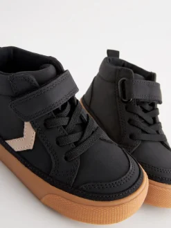 Noir - Bottes chevrons à lacets élastiques et fermeture tactile