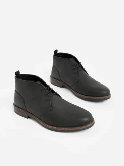 Noir - Bottes Chukka en cuir cireux