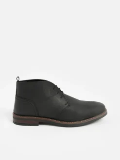 Noir - Bottes Chukka en cuir cireux