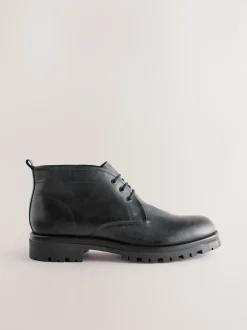 Noir - Bottes Chukka en cuir épais