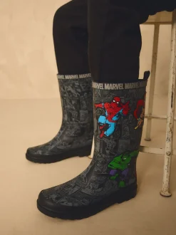 Noir - Bottes de pluie imprimées Marvel Comic