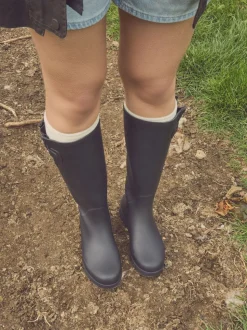 Noir - Bottes en caoutchouc hauteur genou