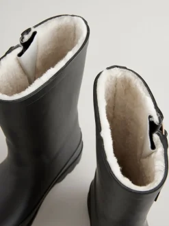 Noir - Bottes en caoutchouc avec doublure chaude