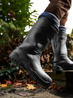 Noir - Bottes en caoutchouc doublées