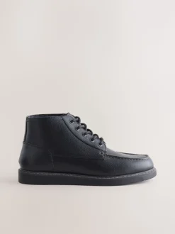 Noir - Bottes en cuir compensées