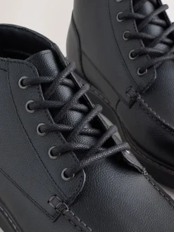 Noir - Bottes en cuir compensées