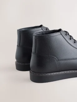 Noir - Bottes en cuir compensées